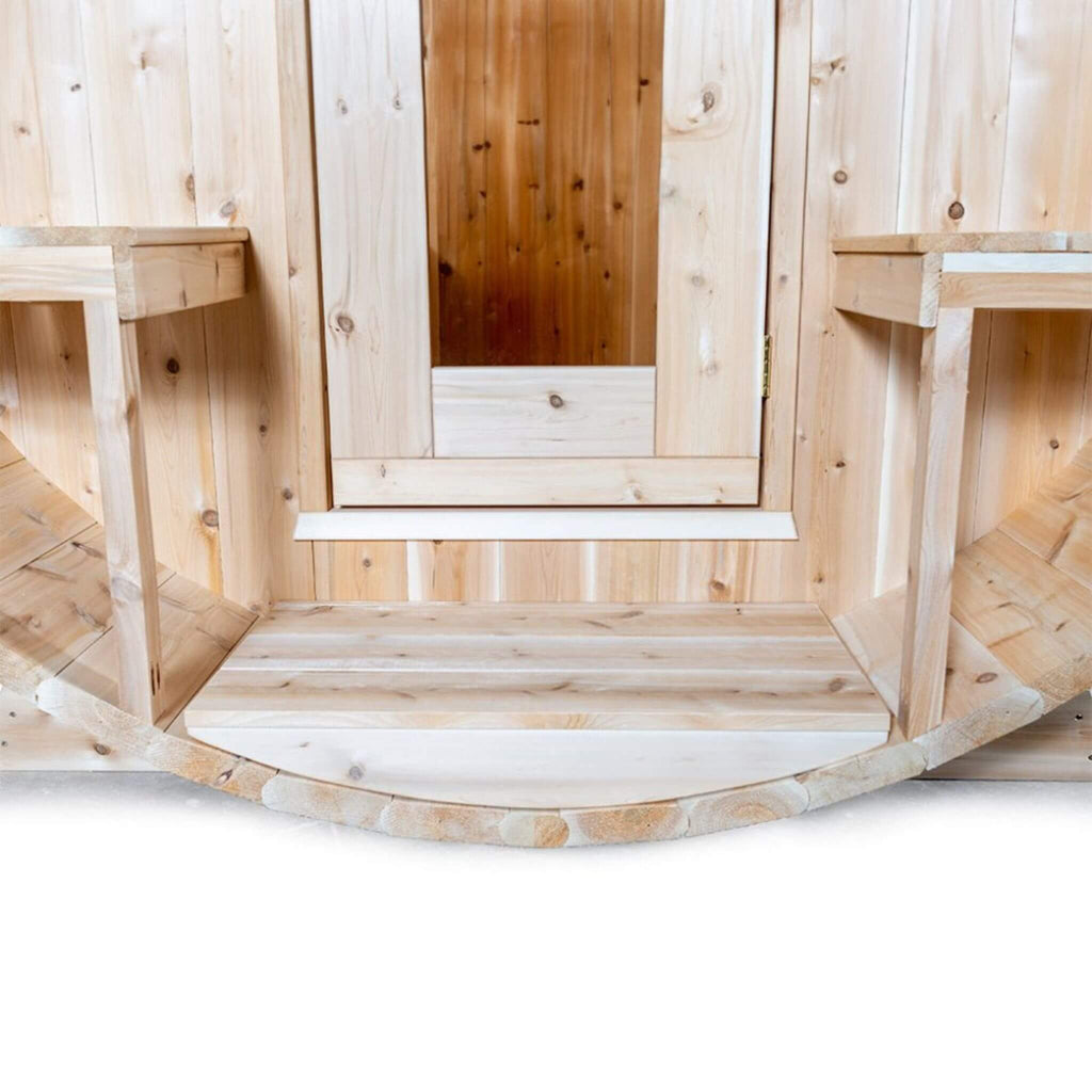 Dundalk Leisurecraft 4-Person Canadian Timber Serenity Barrel Sauna With Solid Wood Benches [CTC2245W] (SAK94862) – SAKSBY WH