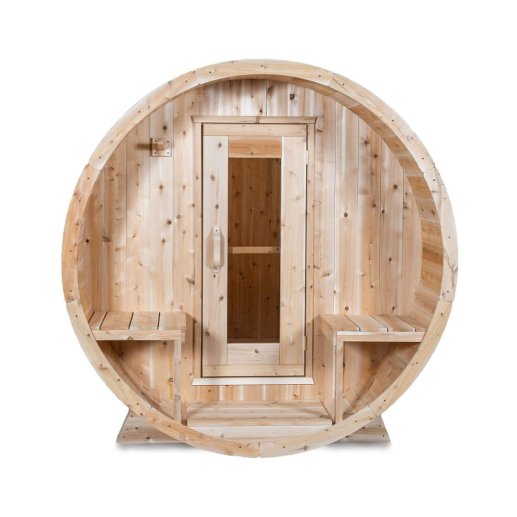 Dundalk Leisurecraft 4-Person Canadian Timber Serenity Barrel Sauna With Solid Wood Benches [CTC2245W] (SAK94862) – SAKSBY WH