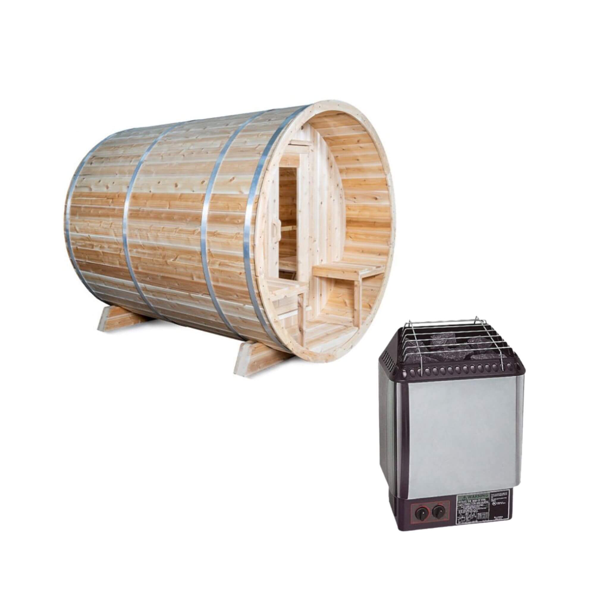 Dundalk Leisurecraft 4-Person Canadian Timber Serenity Barrel Sauna With Solid Wood Benches [CTC2245W] (SAK94862) – SAKSBY WH