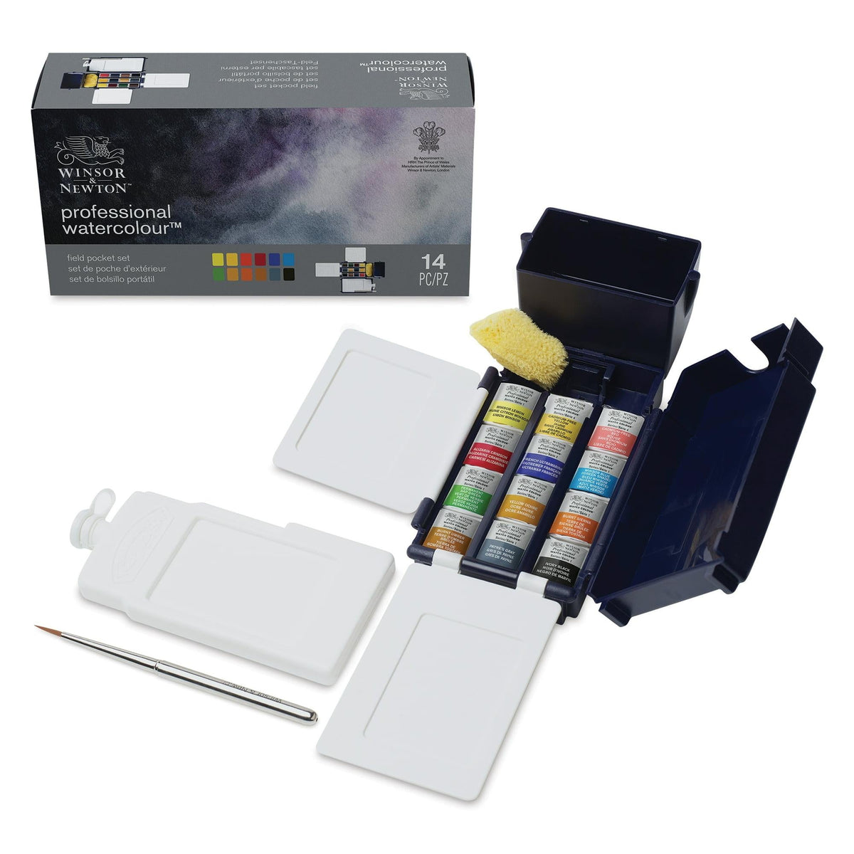 Winsor & Newton Professional Watercolor Field Pocket Set 12 Assorted Colors, 12 Pack