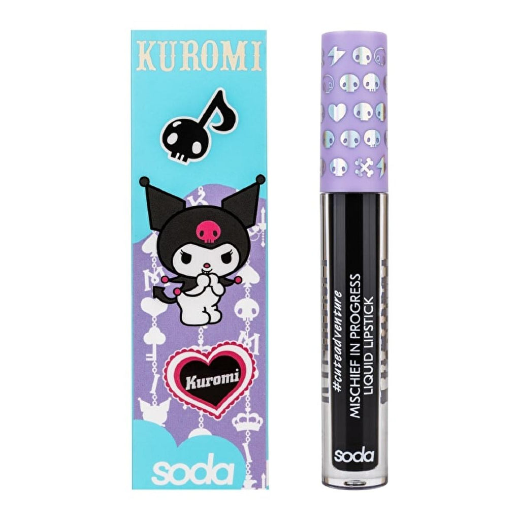 Soda Hello Kitty Matte Black Liquid Lipstick - Kuromi Inspired Cosmetic Lip Product