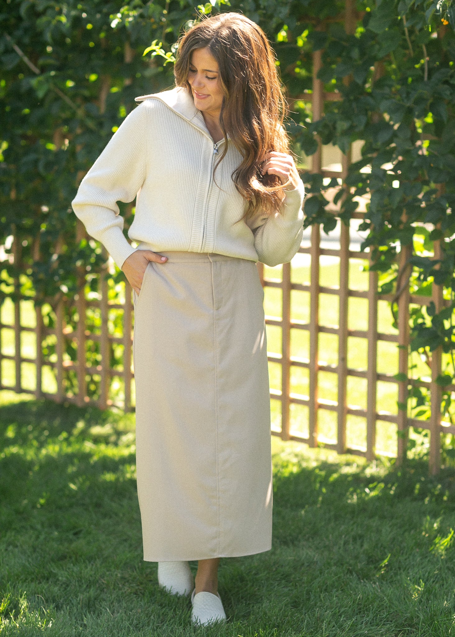 Inherit Co. Dylan Midi Trouser Skirt — color detail