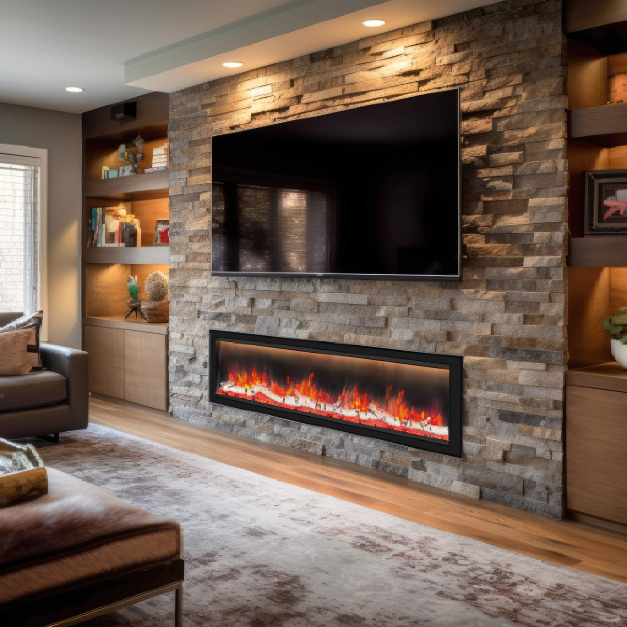 Dynasty Allegro 76-Inch Black Smart Linear Electric Fireplace [DY-BFM76] (SAK56392) – SAKSBY WHOLESALE, view 3
