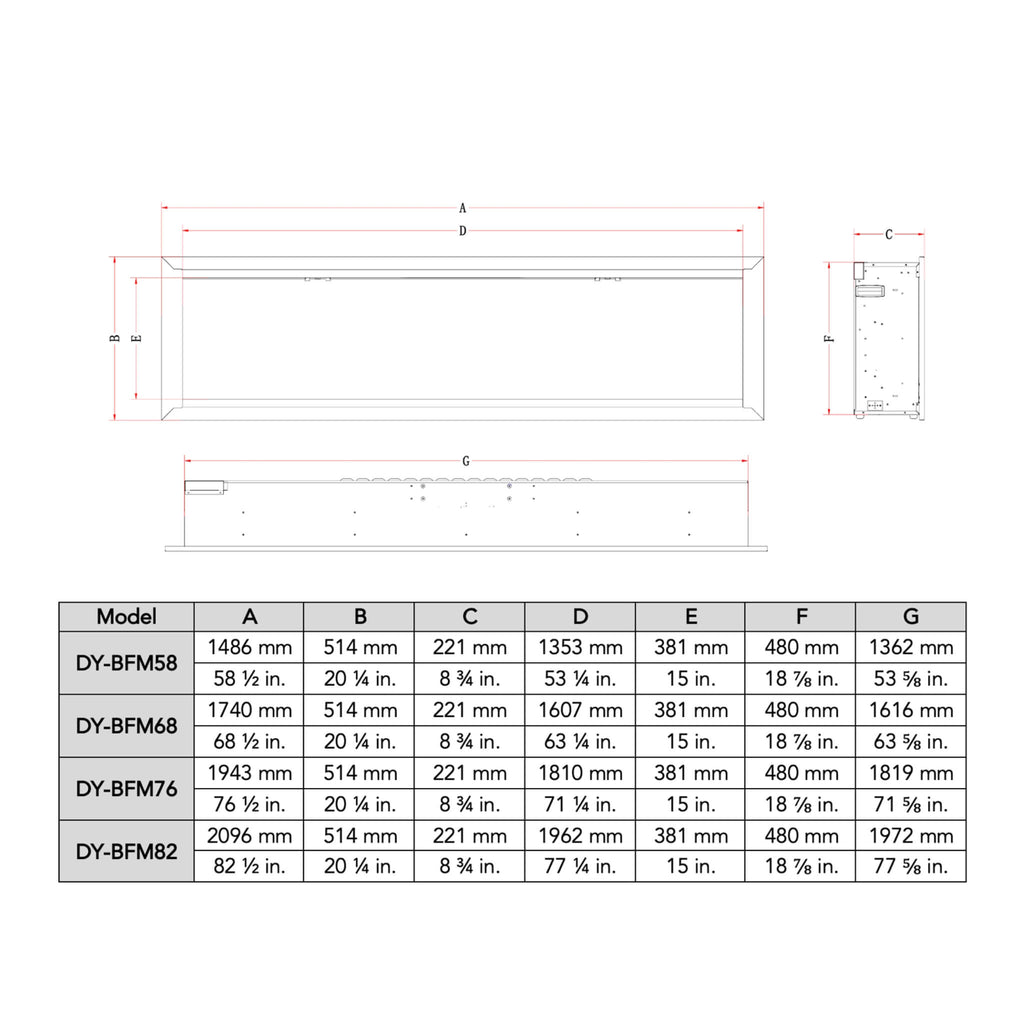 Dynasty Allegro 58-Inch Smart Linear Electric Fireplace With Heater Timer Settings [DY-BFM58] (SAK23948) – SAKSBY WHOLESALE, 