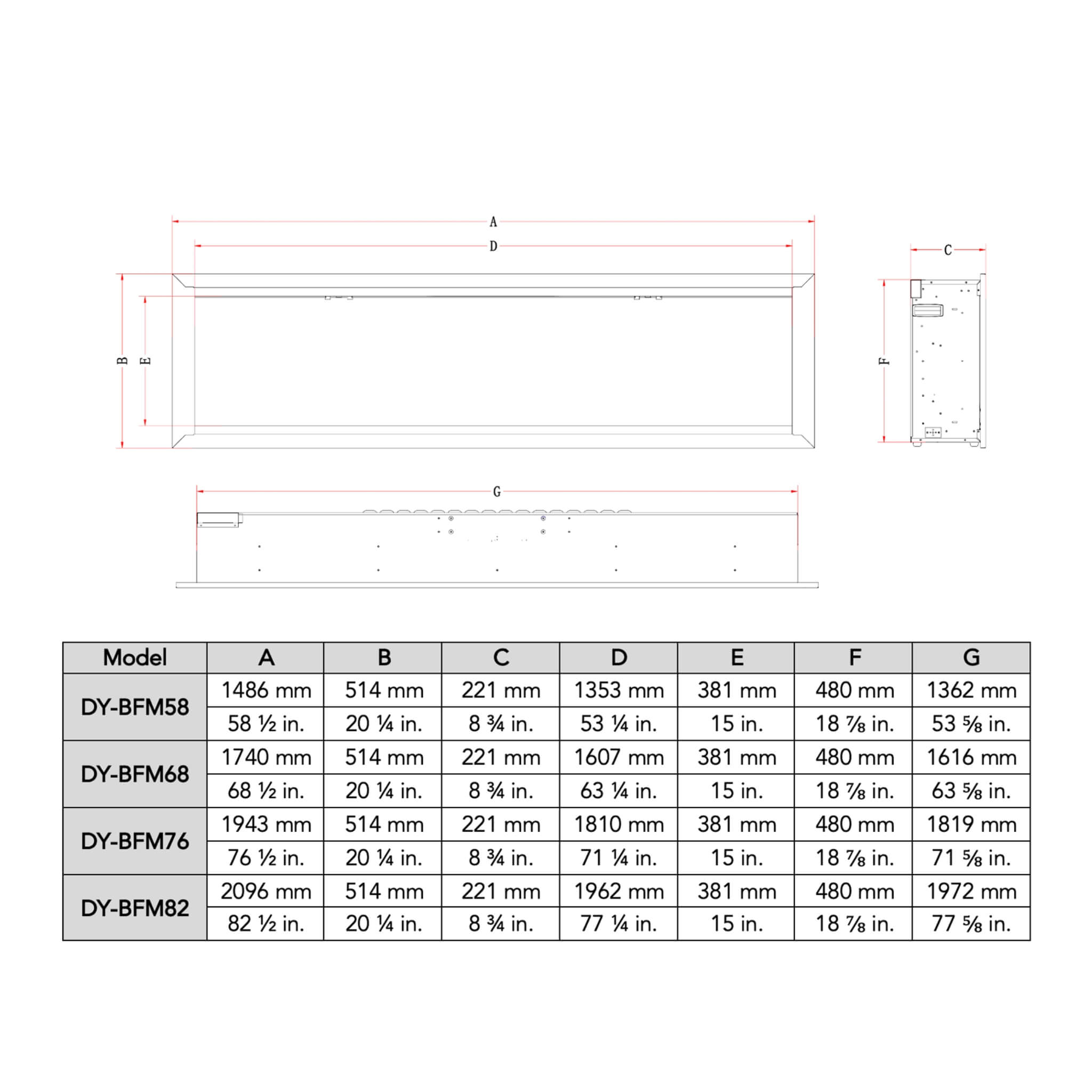 Dynasty Allegro 58-Inch Smart Linear Electric Fireplace With Heater Timer Settings [DY-BFM58] (SAK23948) – SAKSBY WHOLESALE, 