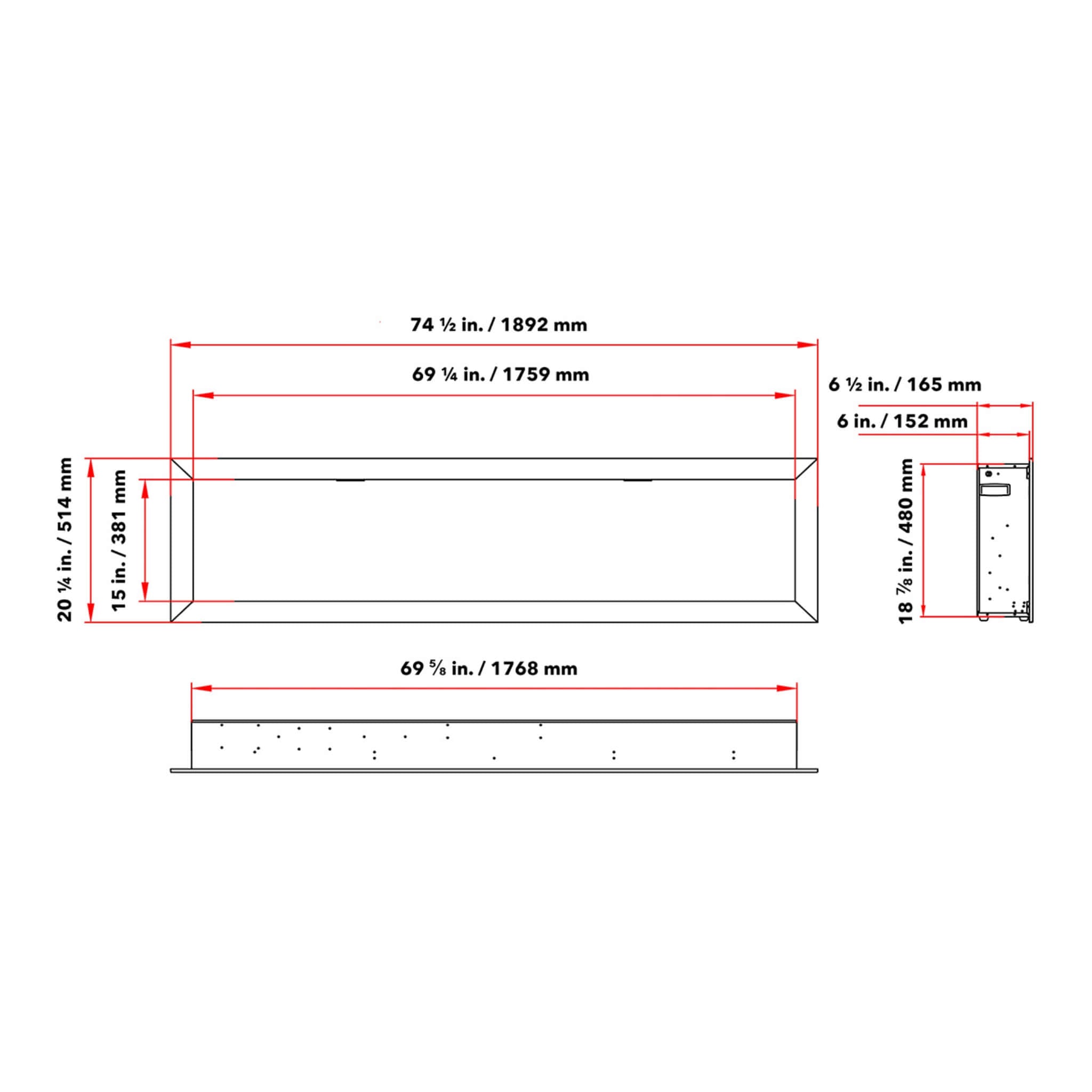 Dynasty Cascade 74-Inch Smart Linear Electric Fireplace [DY-BTX74] (SAK61984) – SAKSBY WHOLESALE, view 3