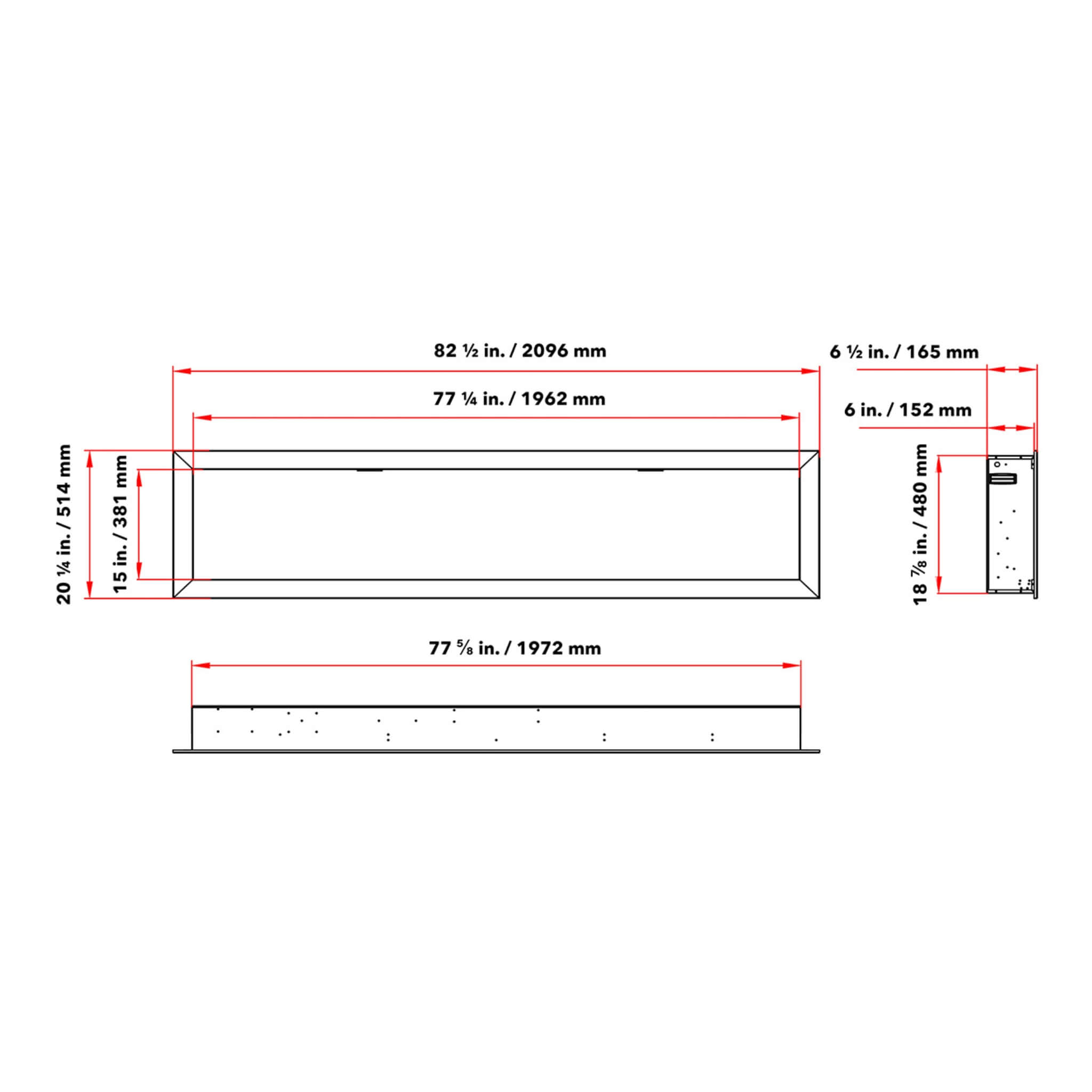 Dynasty Cascade 82-Inch Recessed Linear Electric Fireplace [DY-BTX82] (SAK30567) – SAKSBY WHOLESALE, view 5