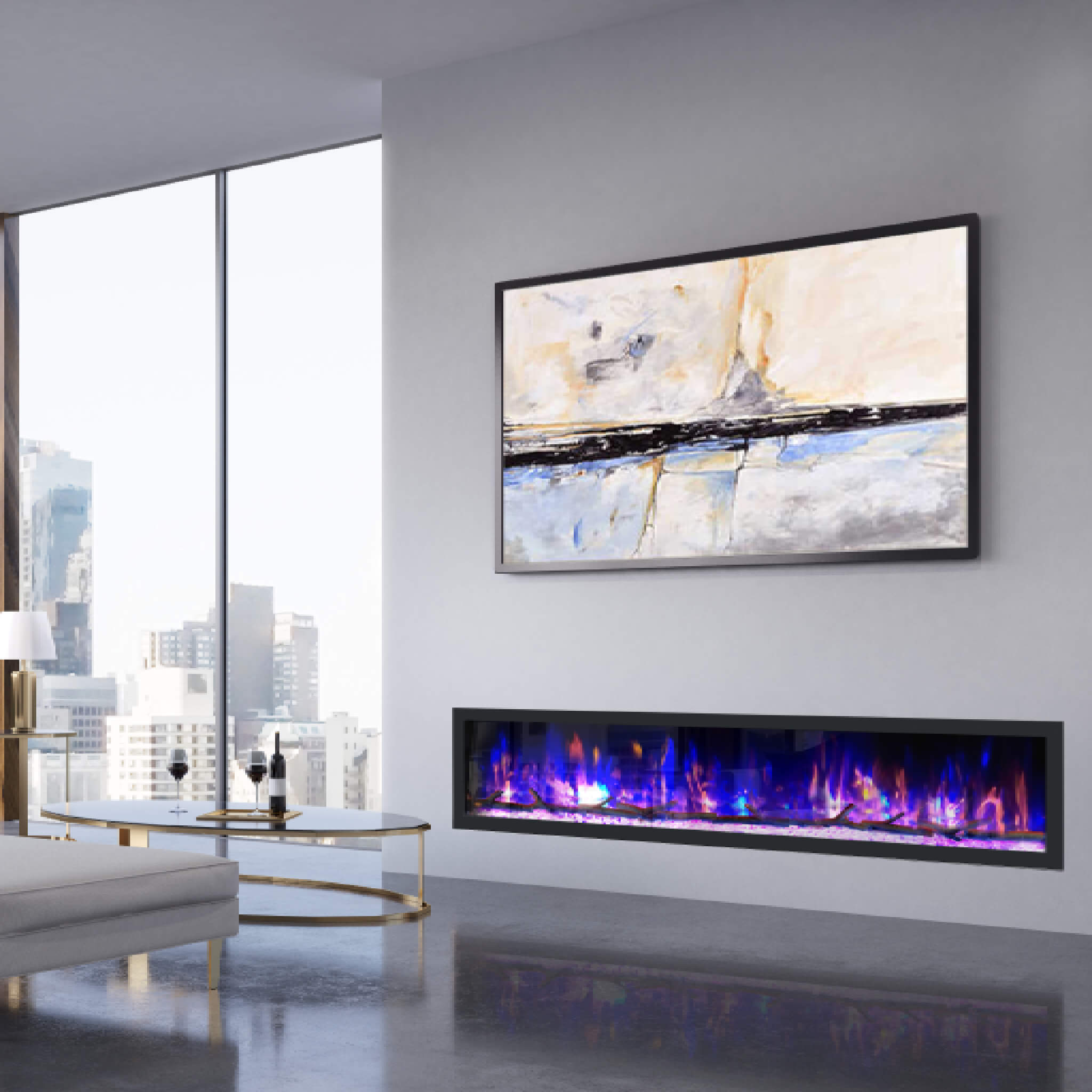 Dynasty Cascade 82-Inch Recessed Linear Electric Fireplace [DY-BTX82] (SAK30567) – SAKSBY WHOLESALE, view 9