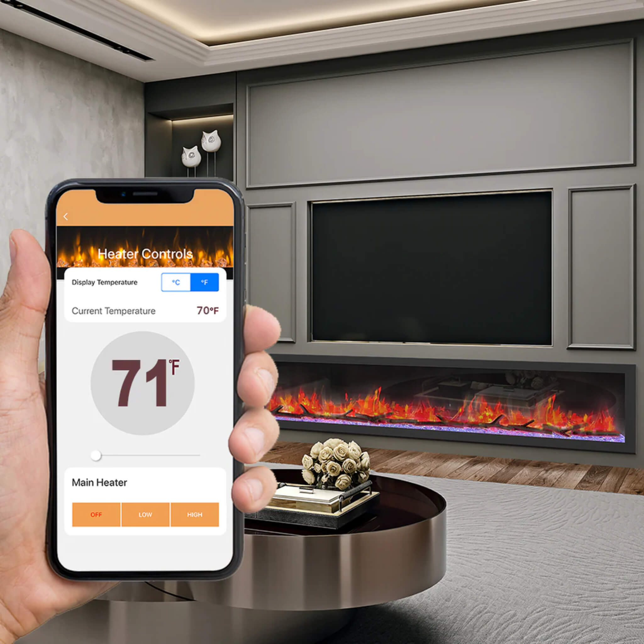 Dynasty Cascade 82-Inch Recessed Linear Electric Fireplace [DY-BTX82] (SAK30567) – SAKSBY WHOLESALE, view 4