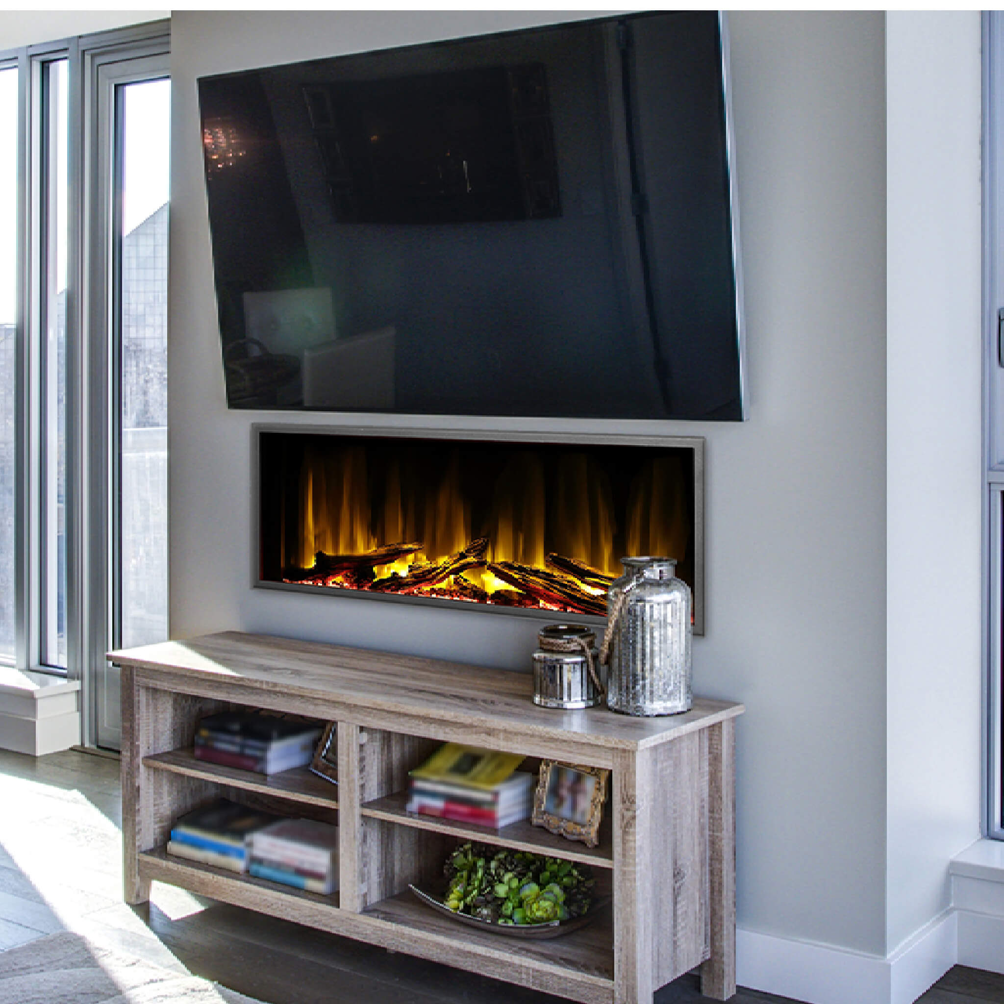 Dynasty Harmony 45-Inch Smart Linear Electric Fireplace With Remote Control With Heater Timer Settings [DY-BEF45] (SAK78923) 