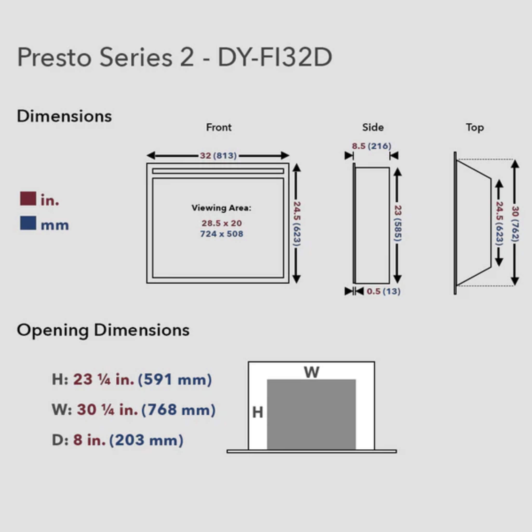 Dynasty Presto 32-Inch Vent Free Electric Firebox Insert With Multifnction Remote Control [DY-FI32D] (SAK54792) – SAKSBY WHOL