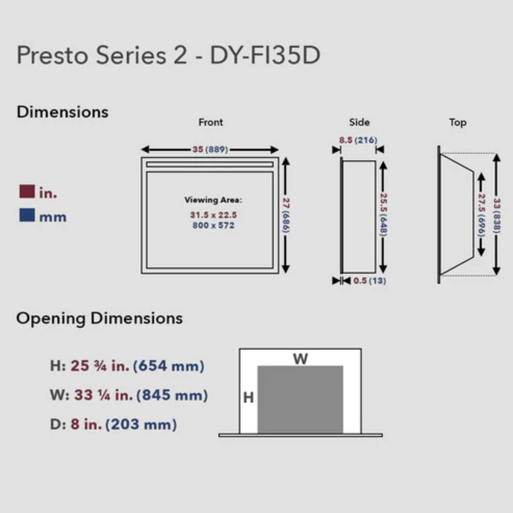 Dynasty Presto 35-Inch Vent Free Electric Firebox Insert With Remote Control [DY-FI35D] (SAK86012) – SAKSBY WHOLESALE, view 3