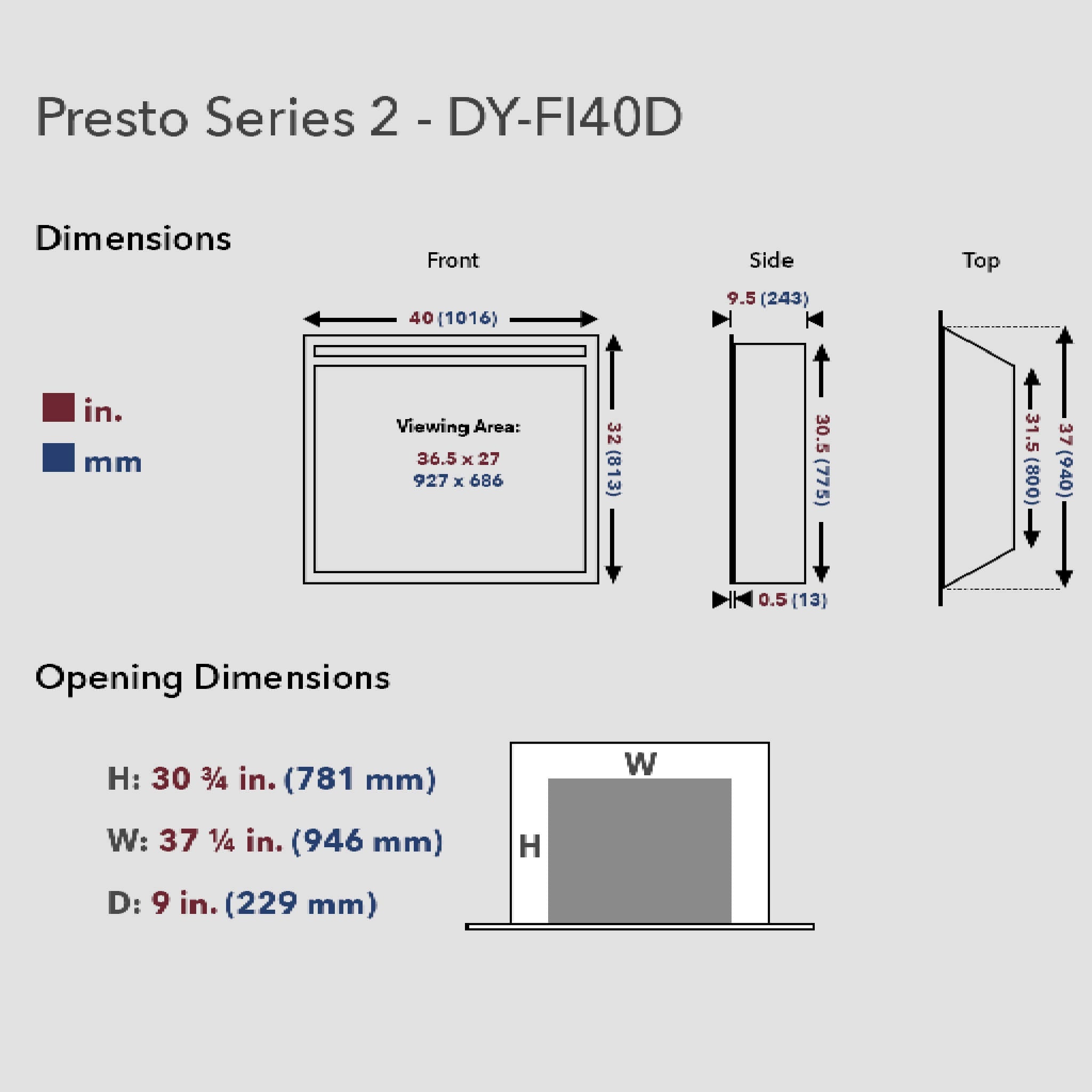 Dynasty Presto 40-Inch Built-In Electric Firebox Insert With Adjustable Flame Settings [DY-FI40D] (SAK40157) – SAKSBY WHOLESA