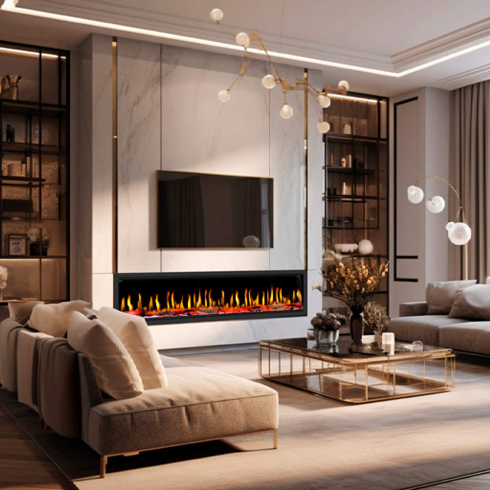 Dynasty Tempo 100-Inch Virtual Linear Electric Fireplace [DY-FVX100] (SAK59234) – SAKSBY WHOLESALE, view 6