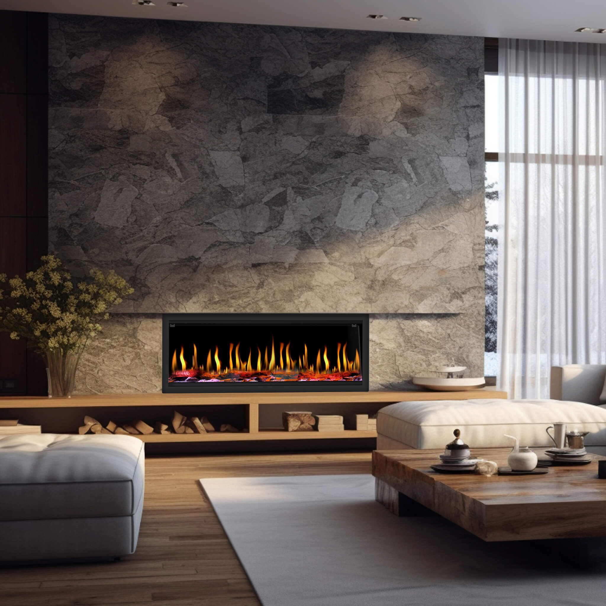Dynasty Tempo 52-Inch Smart Virtual Linear Electric Fireplace With Dynasty App [DY-FVX52] (SAK76421) – SAKSBY WHOLESALE, view
