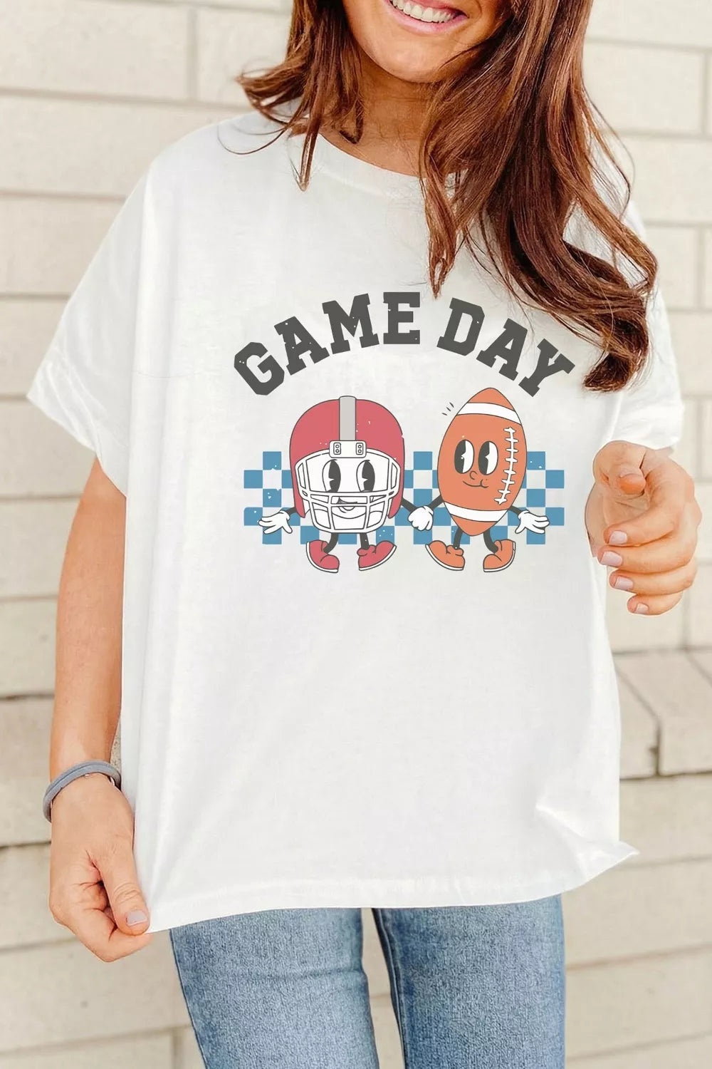 Game Day Football Graphic Casual Loose T Shirt