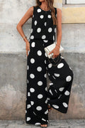 Sleeveless Polka Dot Top and Pants Set