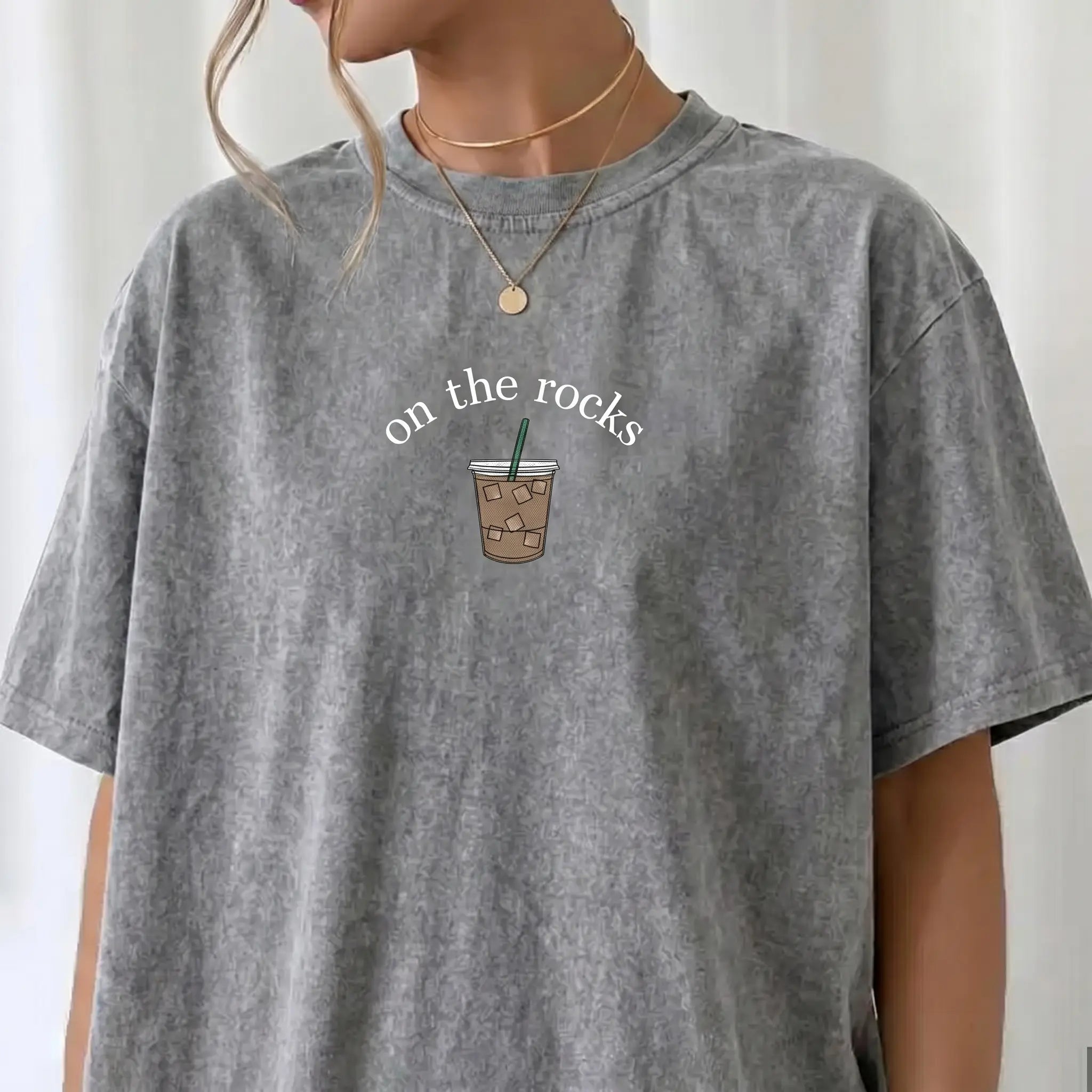 Washed Cotton Coffee T-Shirt – Vintage Graphic Caffeine Tee, Retro Lightweight Coffee Lover Shirt, Distressed Aesthetic Barista Streetwear