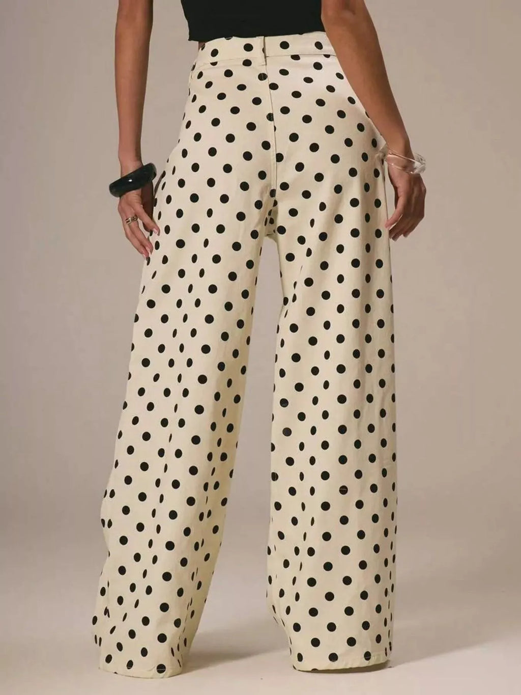 Polka Dot Wide Leg Jeans