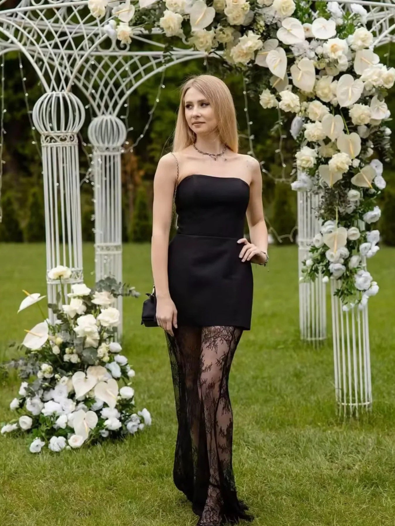 Tube Top and Lace Skirt Set