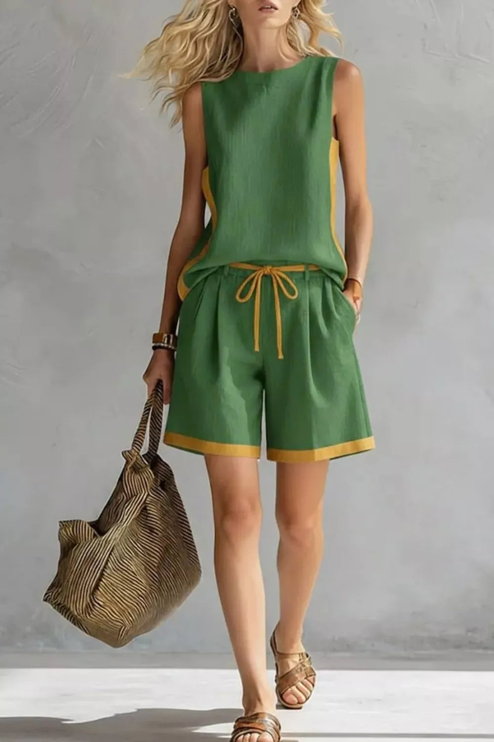Contrast Trim Tank and Shorts Set