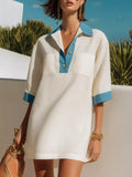 Contrast Trim Half Sleeve Dress