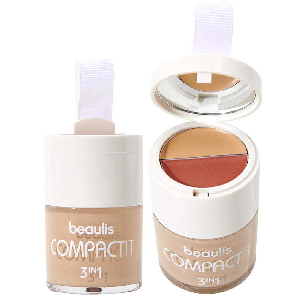 Beaulis 3-in-1 Compact Makeup Palette - Foundation, Blush, Concealer for Natural Finish