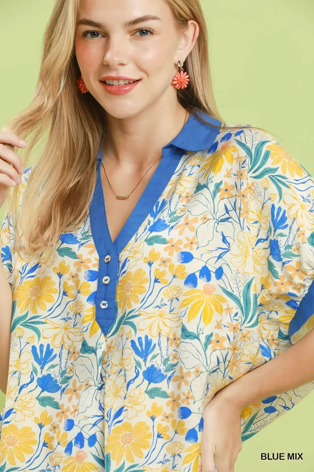 Umgee Floral Print Oversized Top