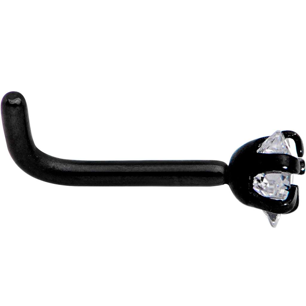 BodyCandy 18G 1/4 Clear Star 3mm CZ Gem Black IP L-Shape Nose Ring — lifestyle context