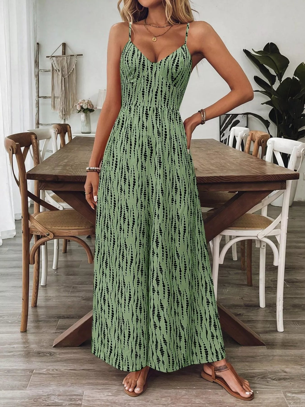 Spaghetti Strap Wide Leg Jumpsuit