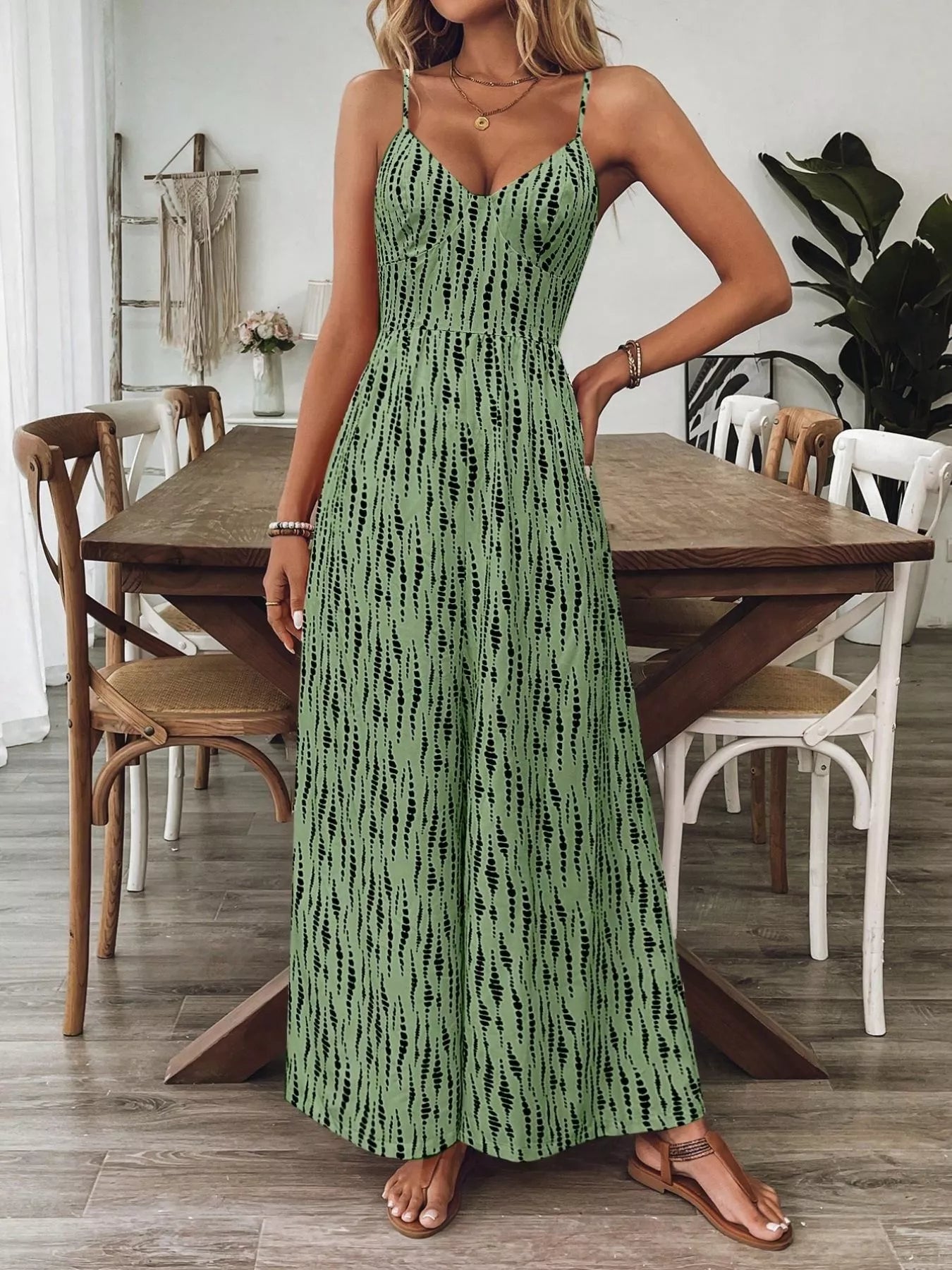 Spaghetti Strap Wide Leg Jumpsuit