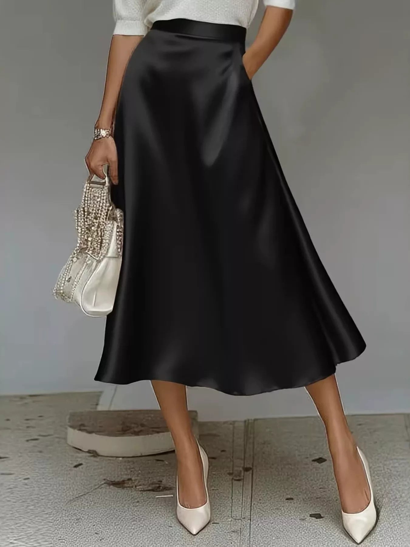 Satin Midi Skirt