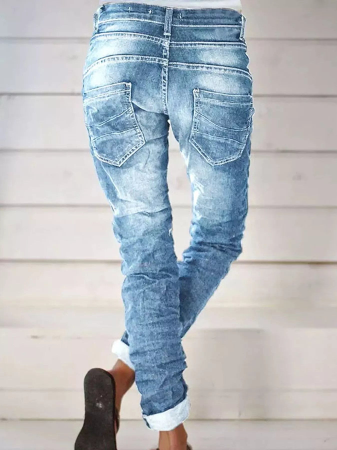 Full Size Washed Button-Fly Jeans Plus Size
