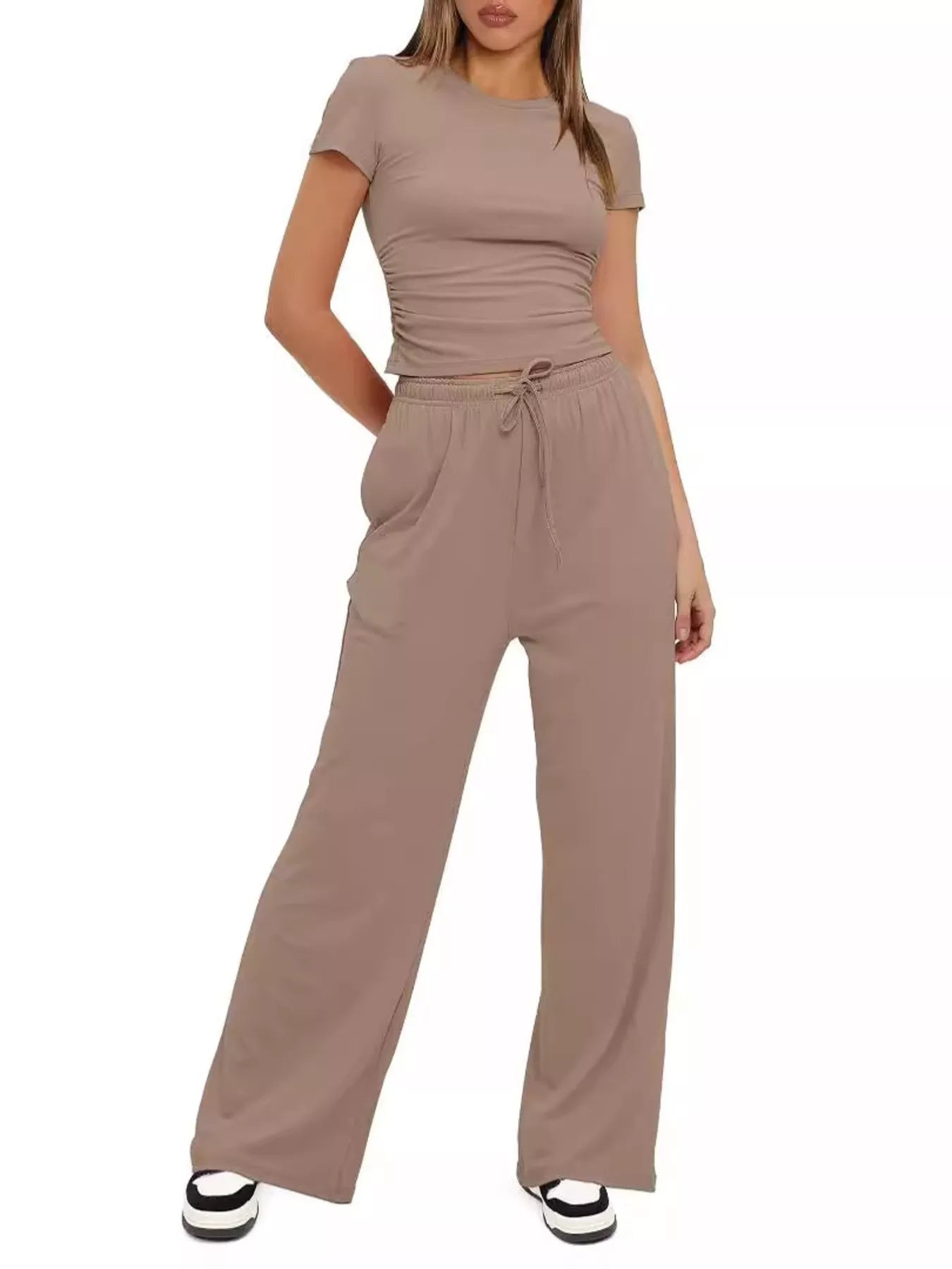 Short Sleeve Top and Drawstring Pants Set