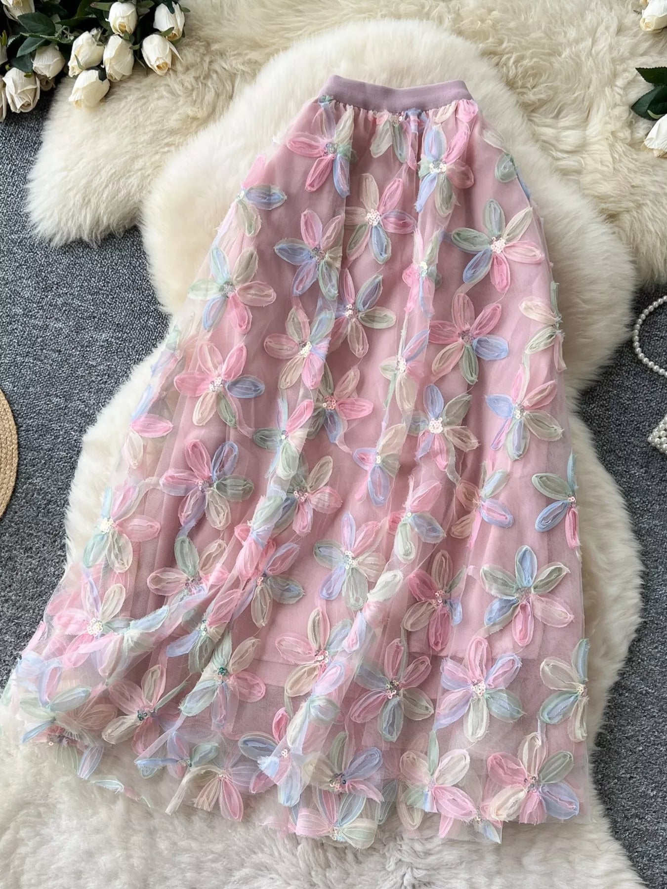 Floral Mesh Skirt