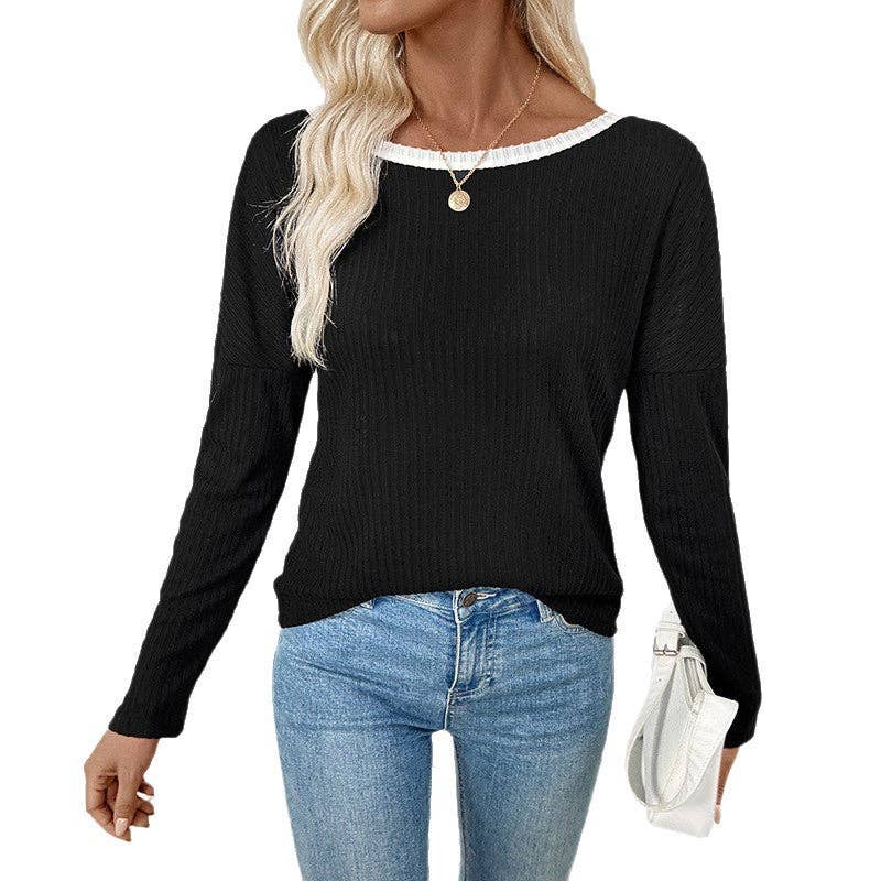 Black Backless Bow Tie Blouse