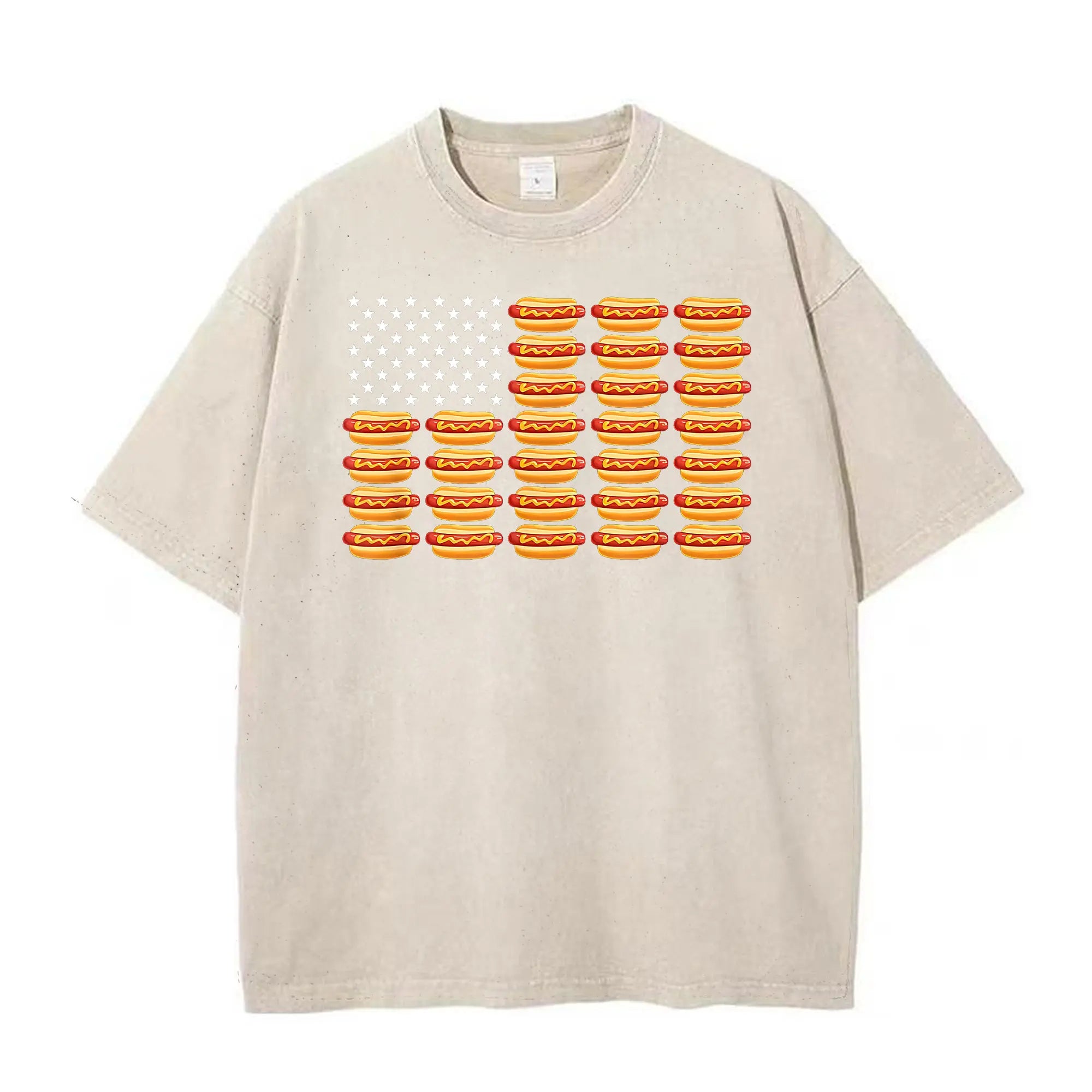 Funny July 4th Hot Dog T-Shirt – Retro American Flag Patriotic Summer BBQ Tee, Vintage Washed Lightweight Cotton Glizzy Freedom Top