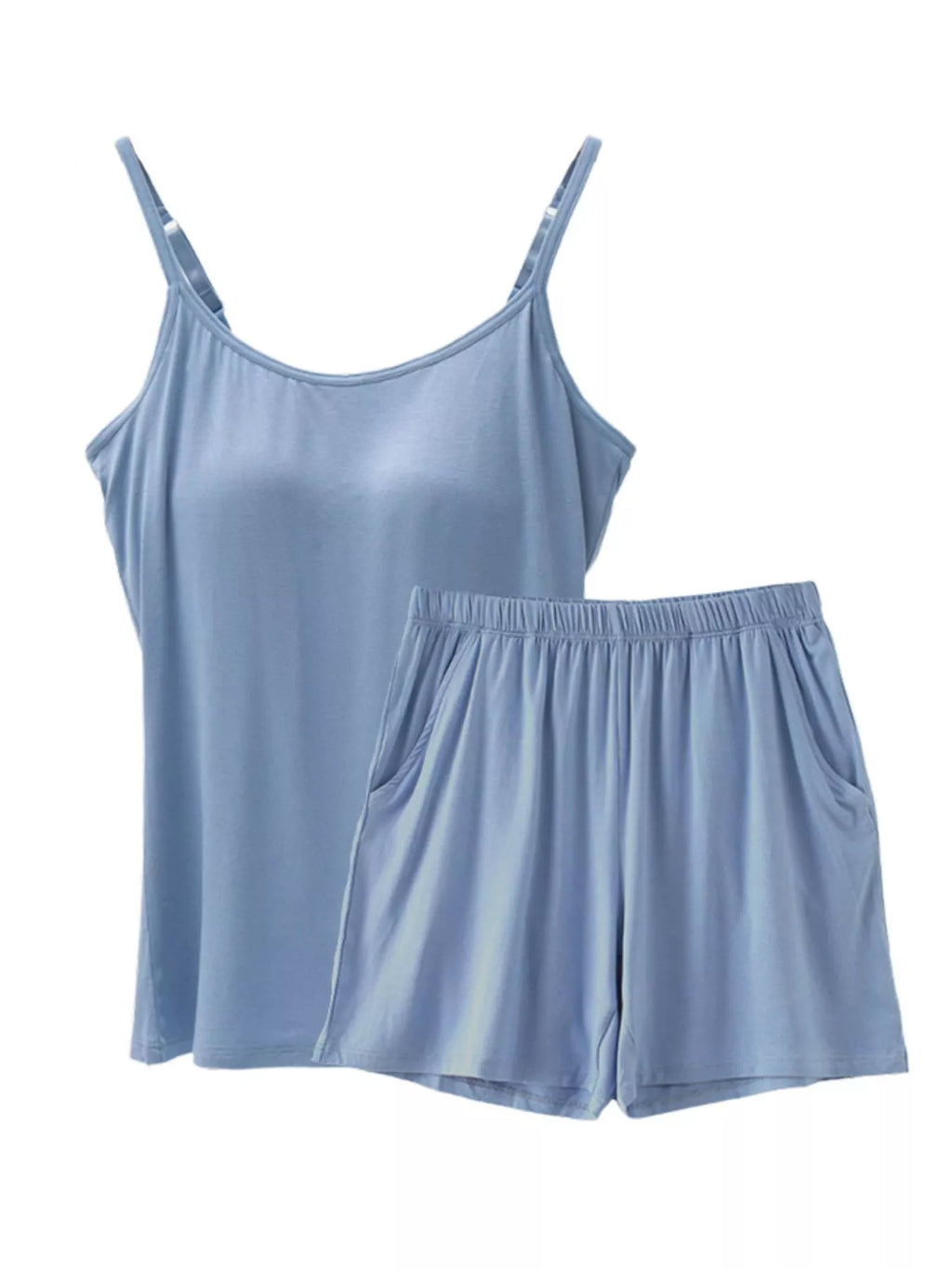 Plus Size Modal Adjustable Strap Padded Cami and Shorts Set