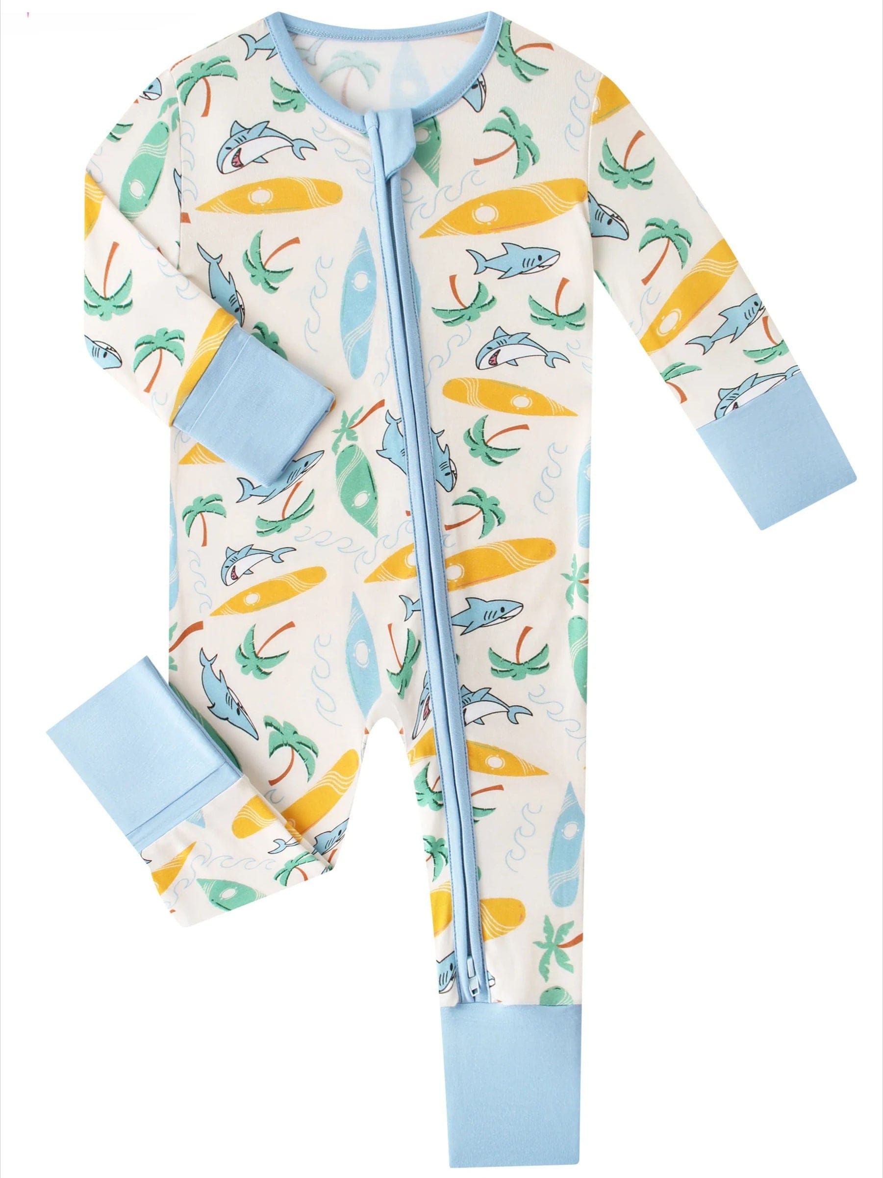 Posh TOT Surf's Up Bamboo Baby Convertible Zippy Romper — bamboo kids clothing by Charlie's Project Kids