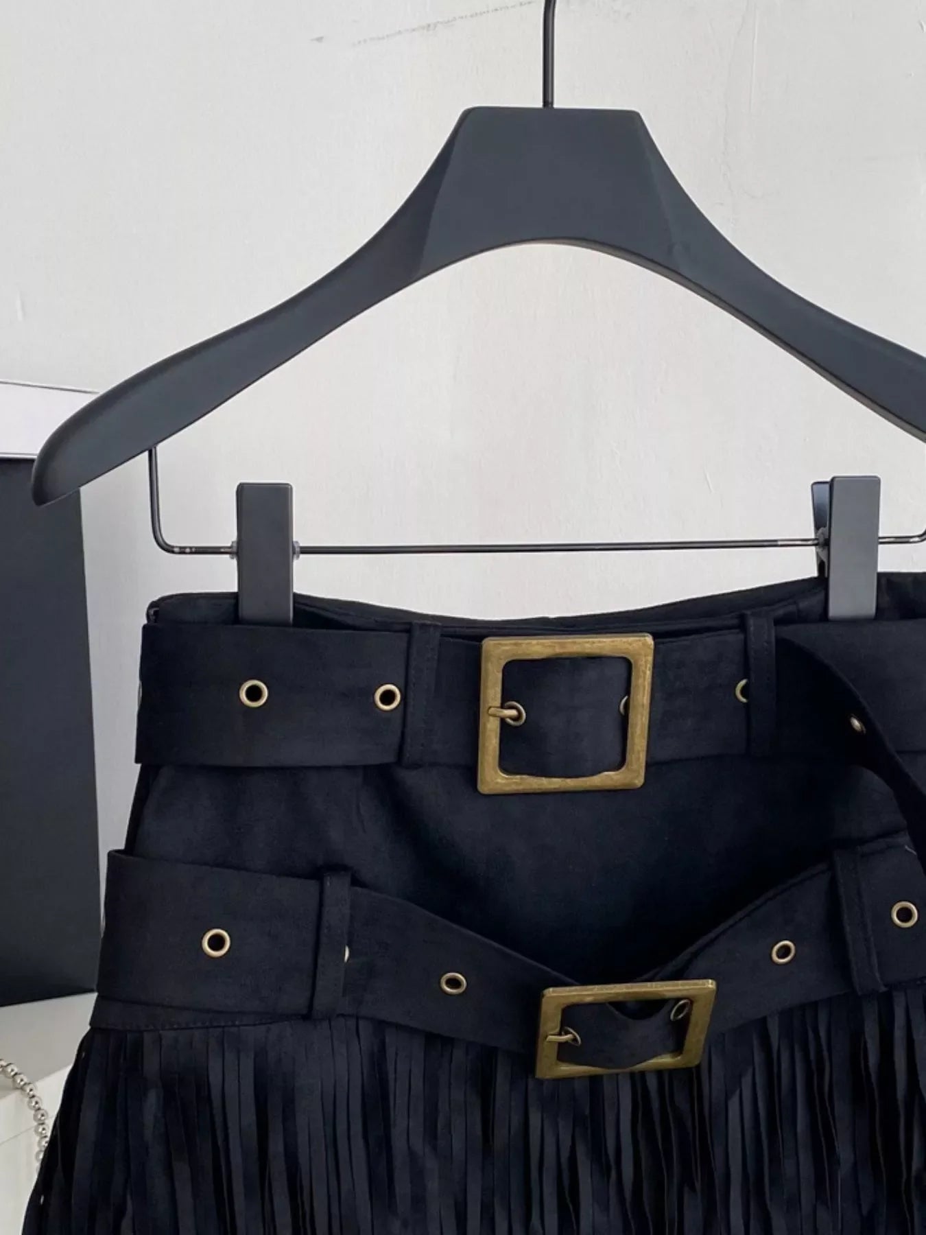 Fringe Belted Mini Skirt
