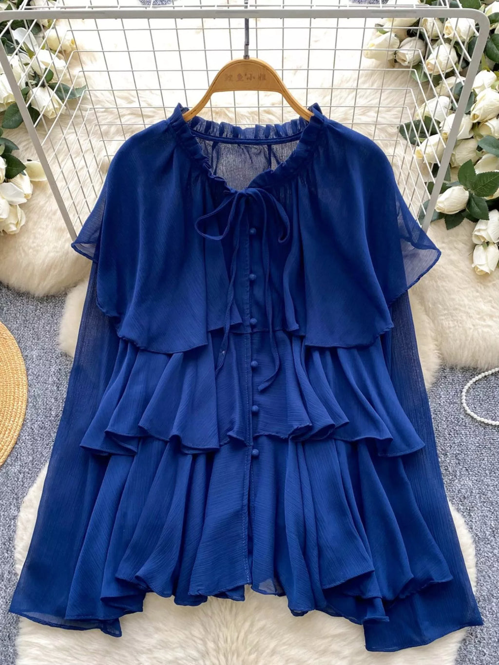 Ruffle Tiered Chiffon Blouse