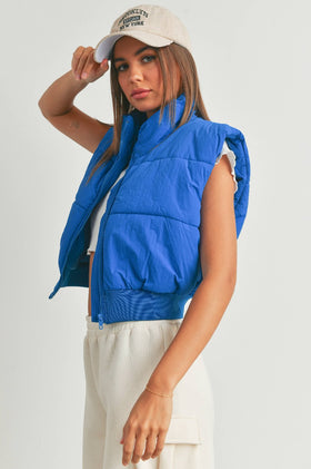 Pretty Little Patriot Royal Blue Crop Puffer Vest
