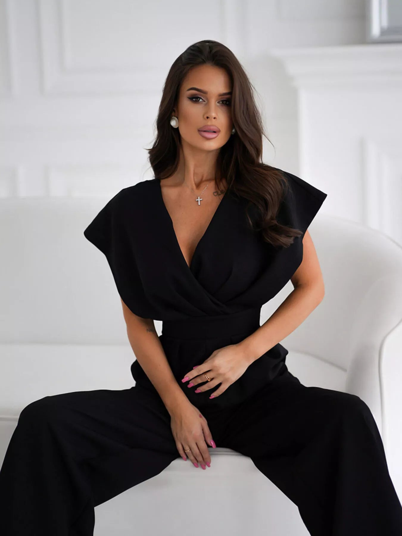 Surplice Wide Leg Jumpsuit