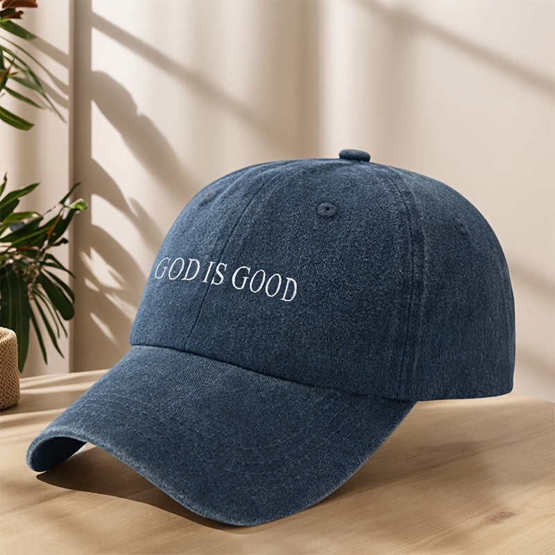 MyClosetAid [Vintage Baseball Cap] Embroidered "GOD IS GOOD" Design — color detail