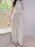Ruffled Sleeveless Top and Wide Leg Pants Set