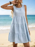 Textured Sleeveless Tiered Mini Dress