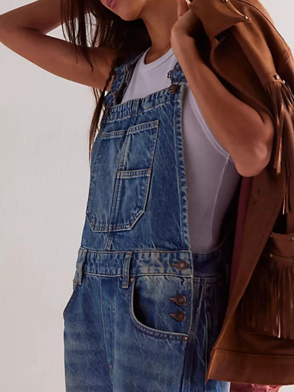 Wide Strap Wide Leg Denim Overalls
