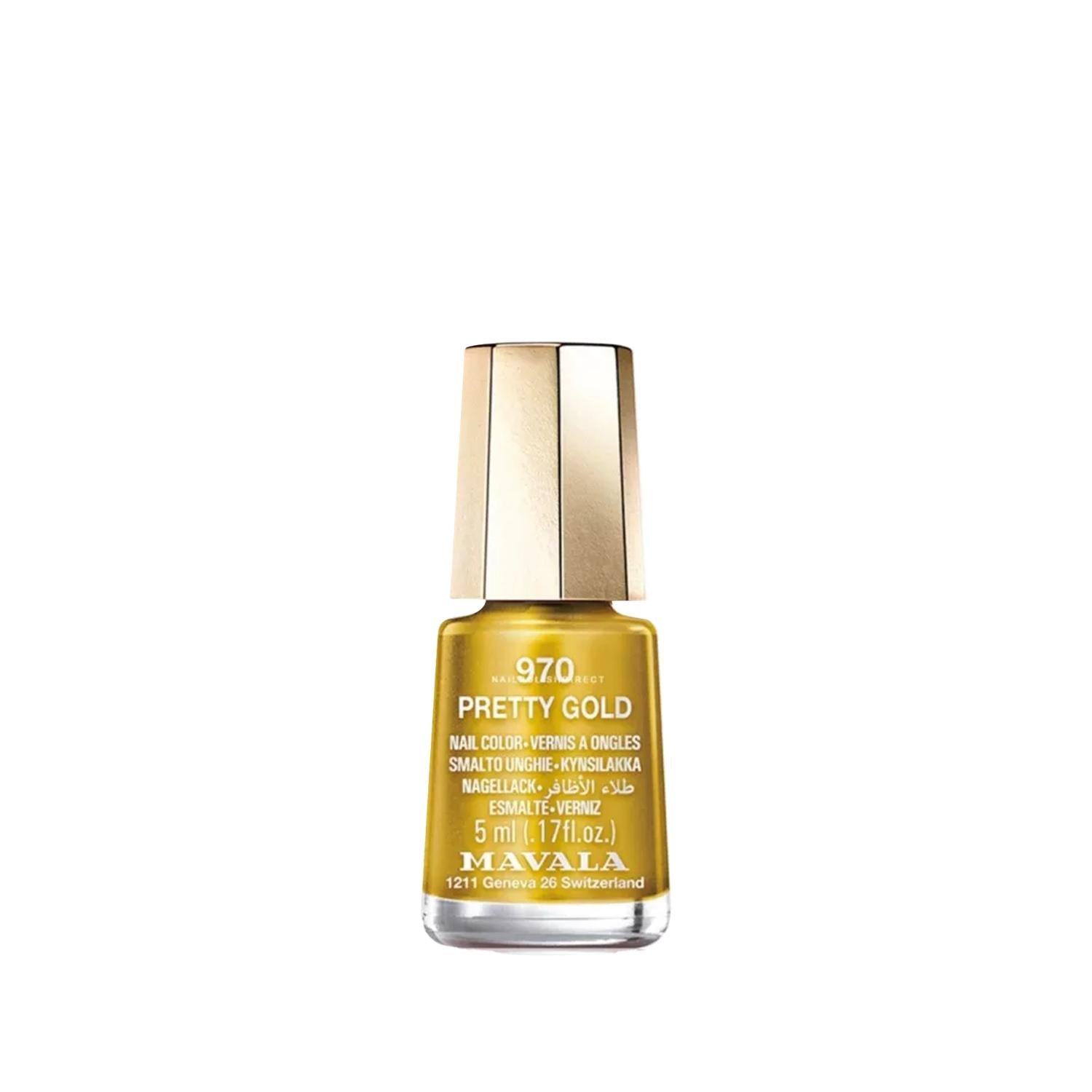 Mavala Mini Color 970 Pretty Gold Nail Polish - 5ml Portable Gold Shade