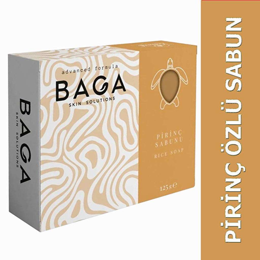 Baga Rice Soap - Natural Skin Brightening & Hair Nourishing Soap with Rice Extract & Vitamin B - Gentle Cleanser for Radiant Skin, 125g