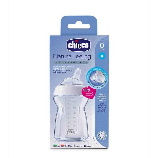 Chicco Natural Feeling 250ml Baby Bottle - Angled Nipple Design for Newborns & Infants